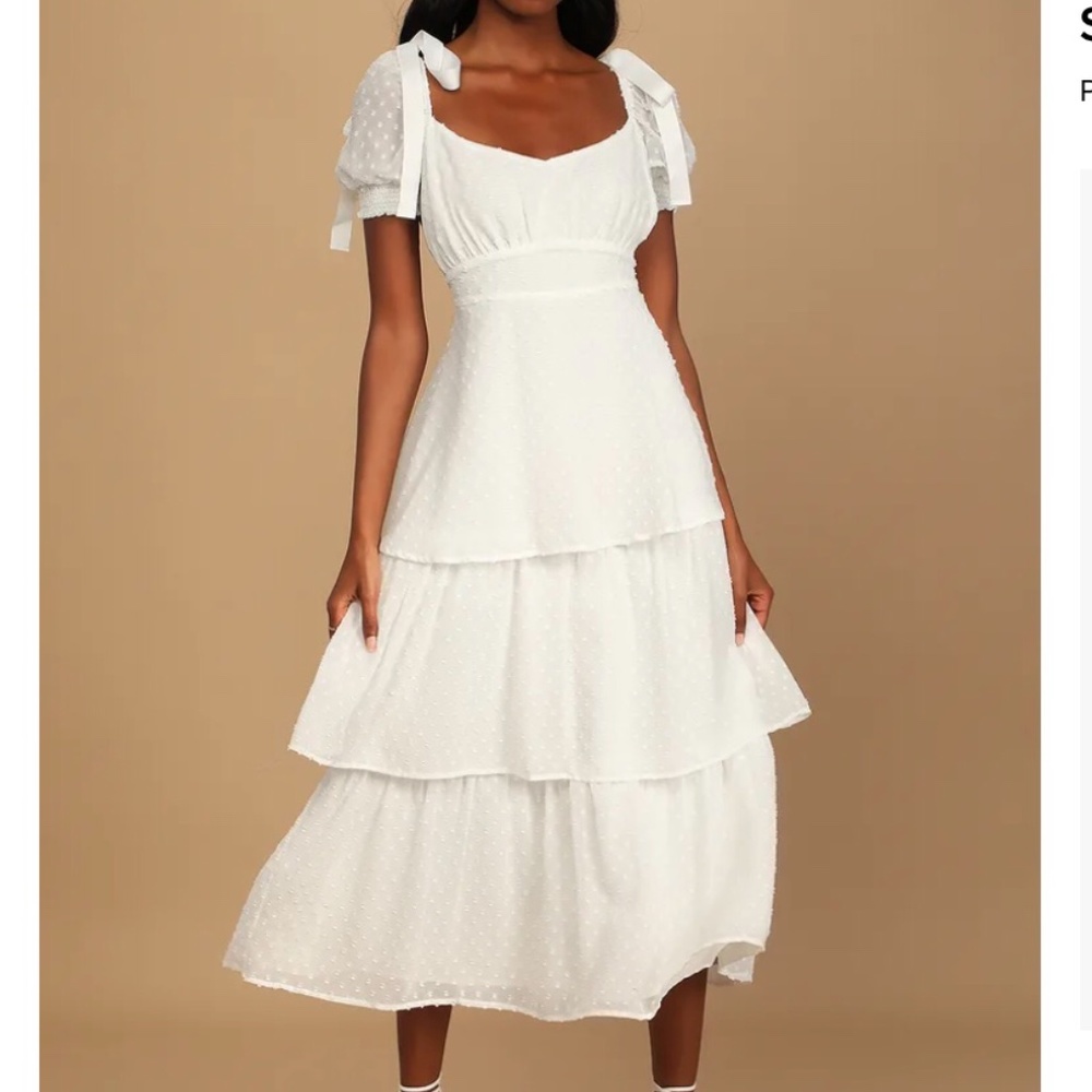 Lulus White Tier Midi Dress